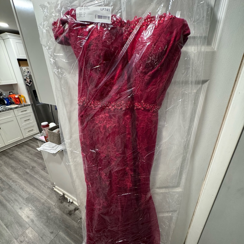 Burgundy Off The Shoulder Mermaid Holiday Dress